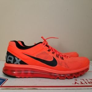 Nike Air Max Plus 2013 Shoes Sneakers Total Crimson Orange Black Neon + Size 12